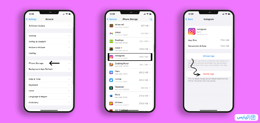 پاک کردن برنامه اینستاگرام