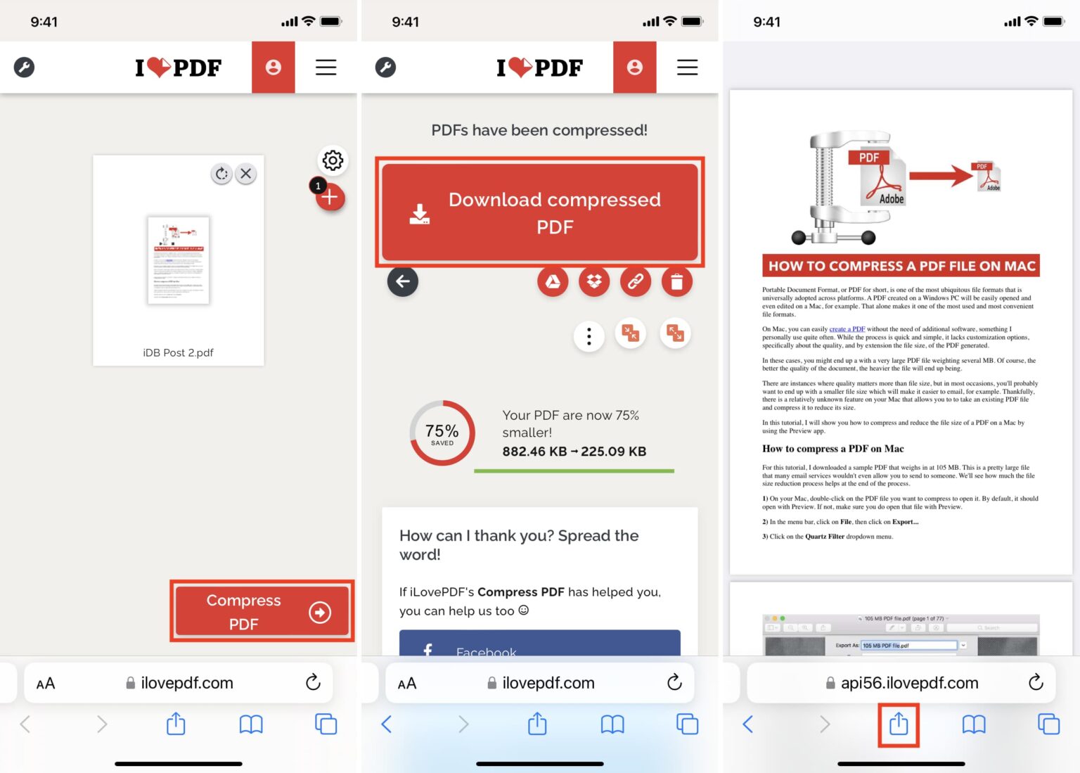 کاهش حجم پی دی اف در ایفون با سایت ilovepdf