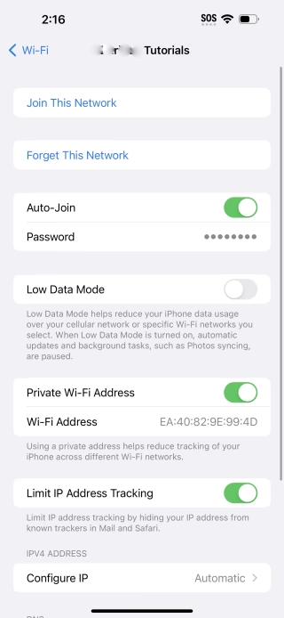 رمز WiFi را روی گوشی آیفون
