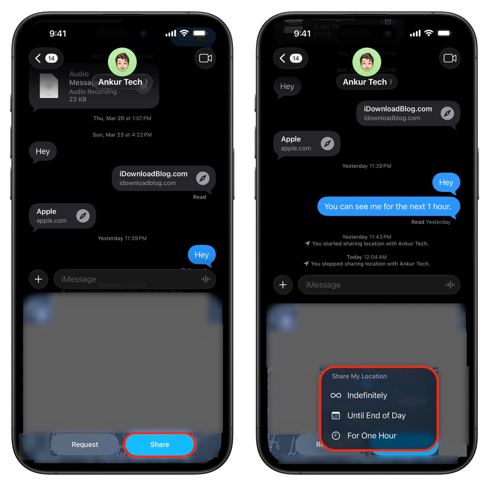 تعیین زمان برای ارسال لایو لوکیشن آیفون