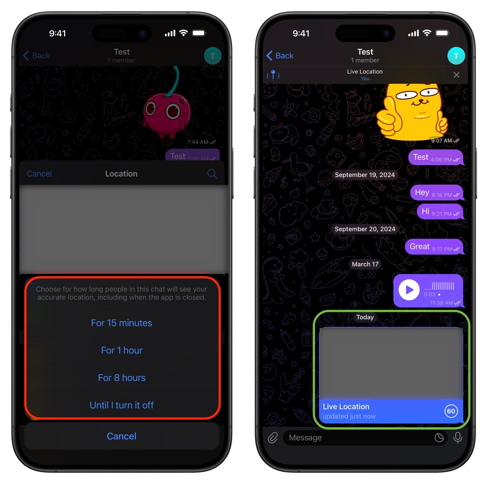فعال سازی لوکیشن زنده در تلگرام آیفون