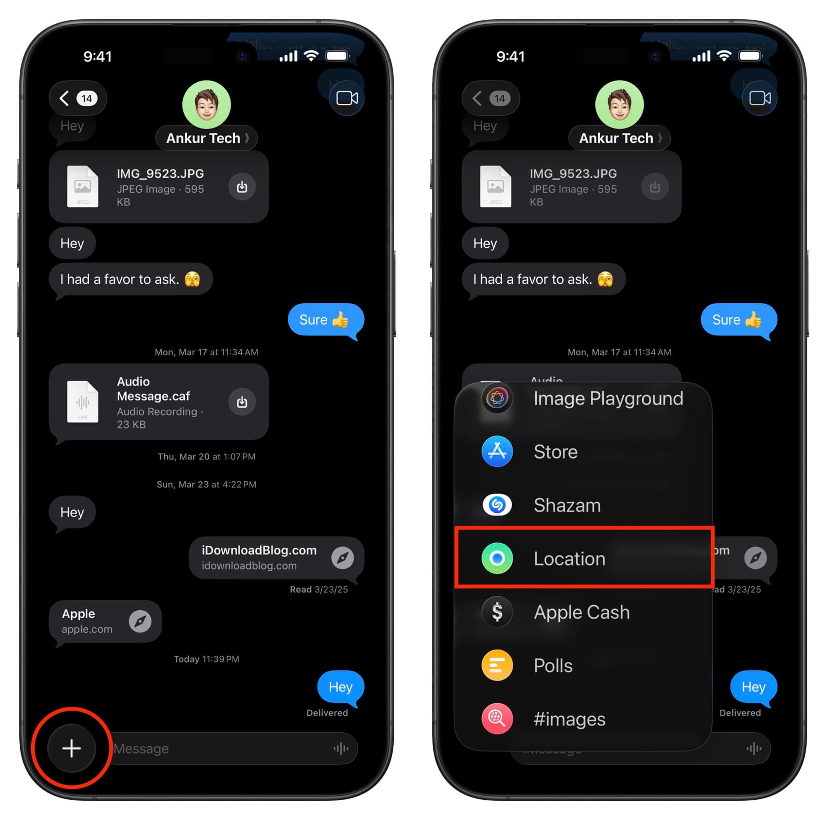 فعال کردن لایو لوکیشن آیفون در آی مسیج