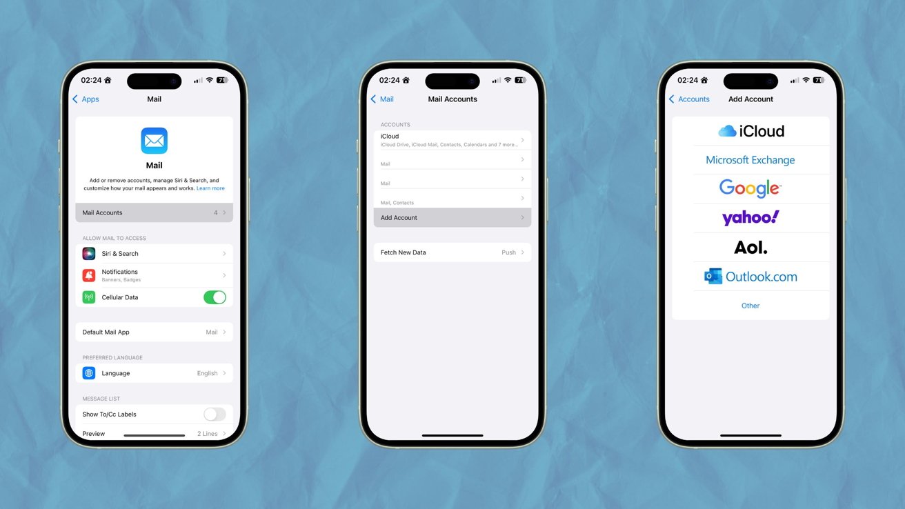 افزودن ایمیل به اپل میل