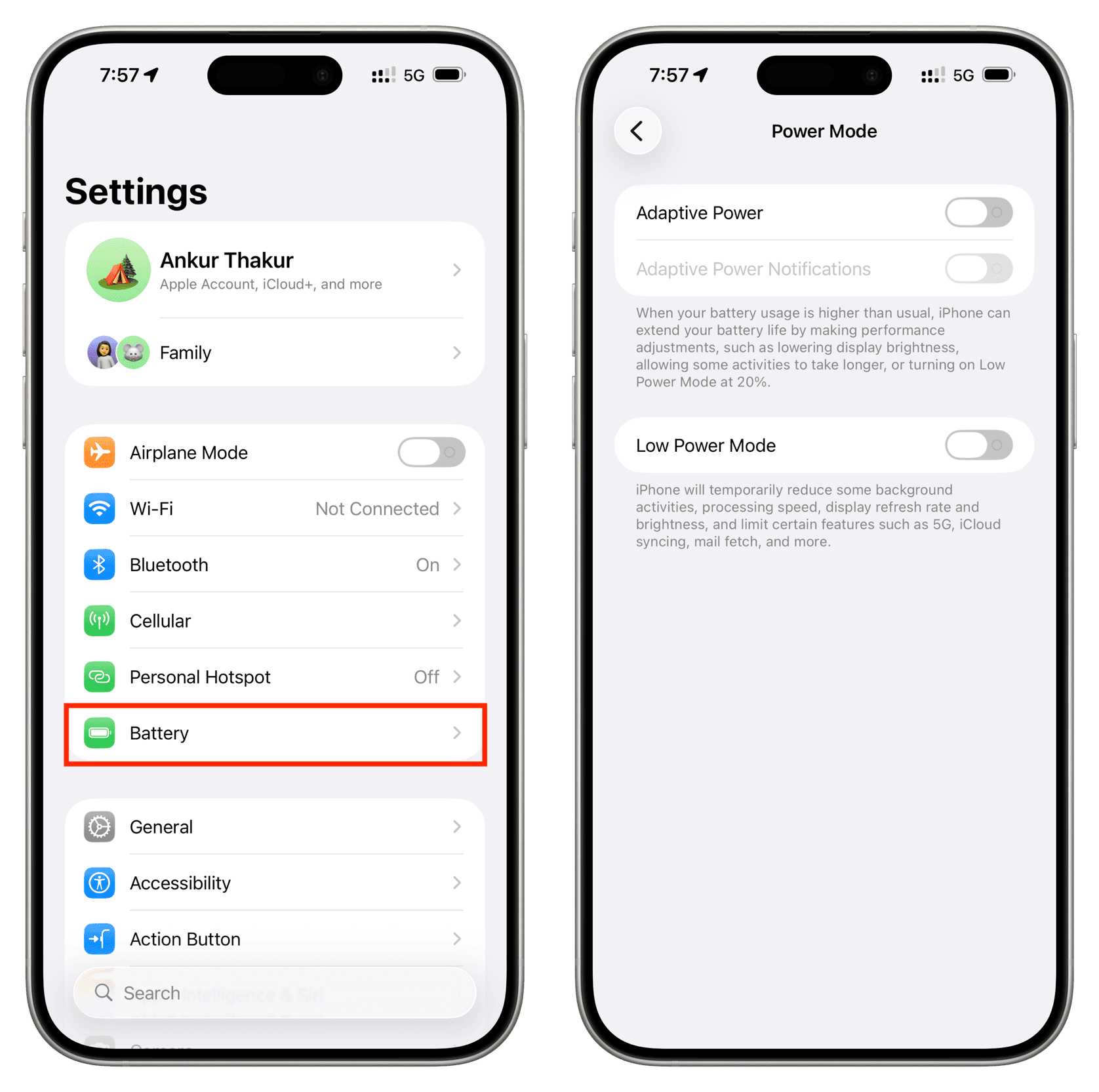 حل کندی iOS 26 با خاموش کردن Adaptive Power