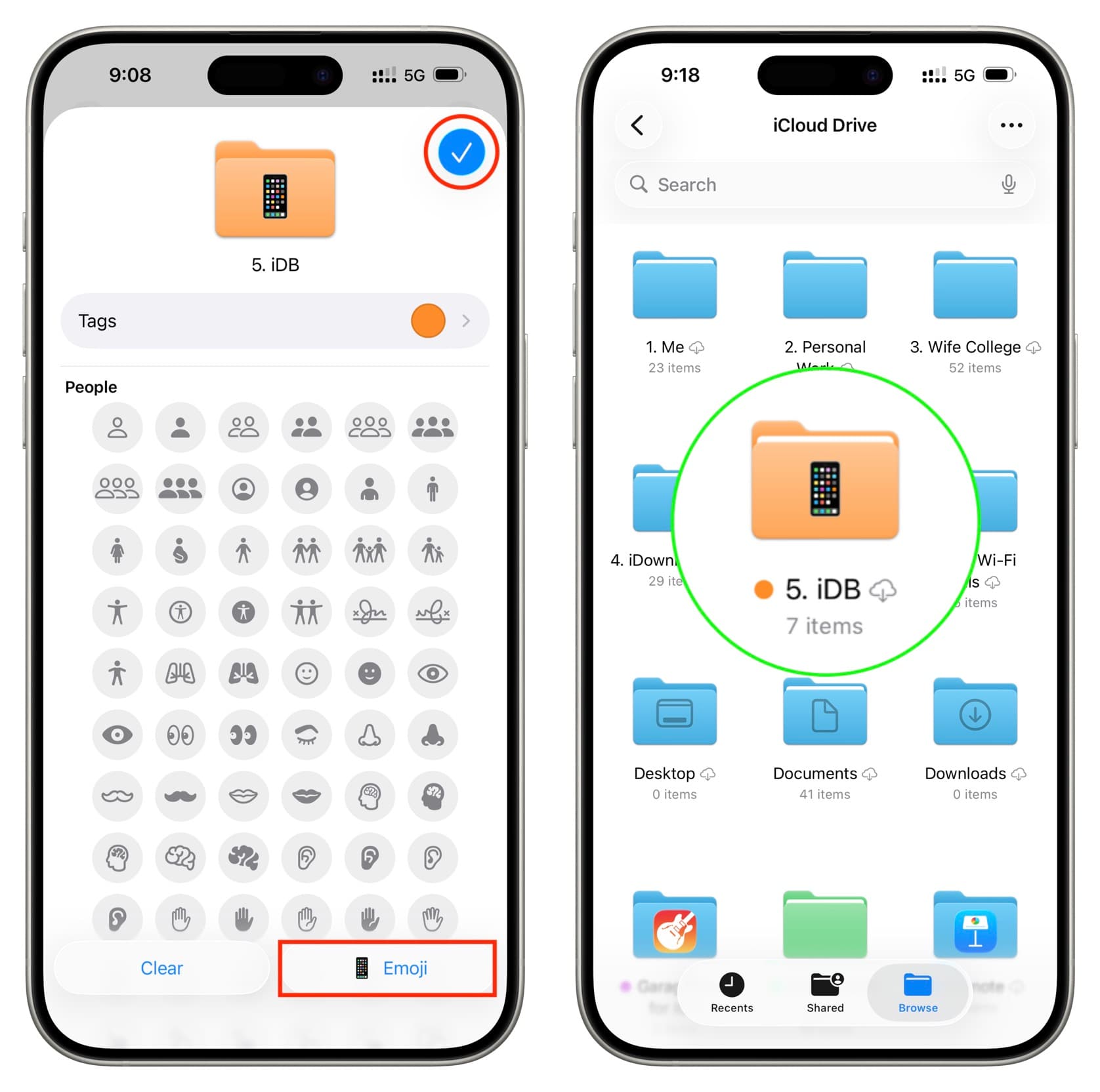 تایید و ذخیره کردن رنگ فولدر در آیفون