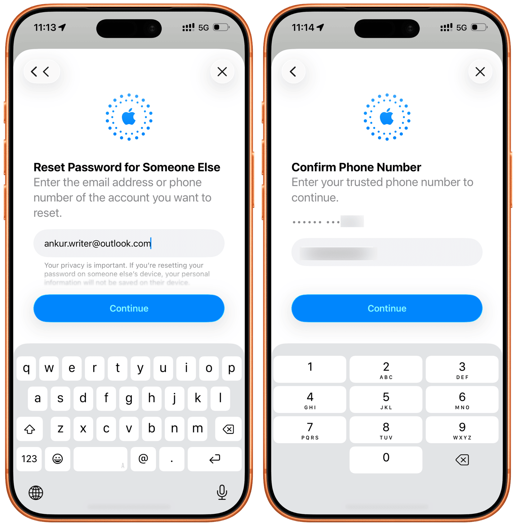 وارد کردن آدرس آیکلود روی آیفون فرد دیگر