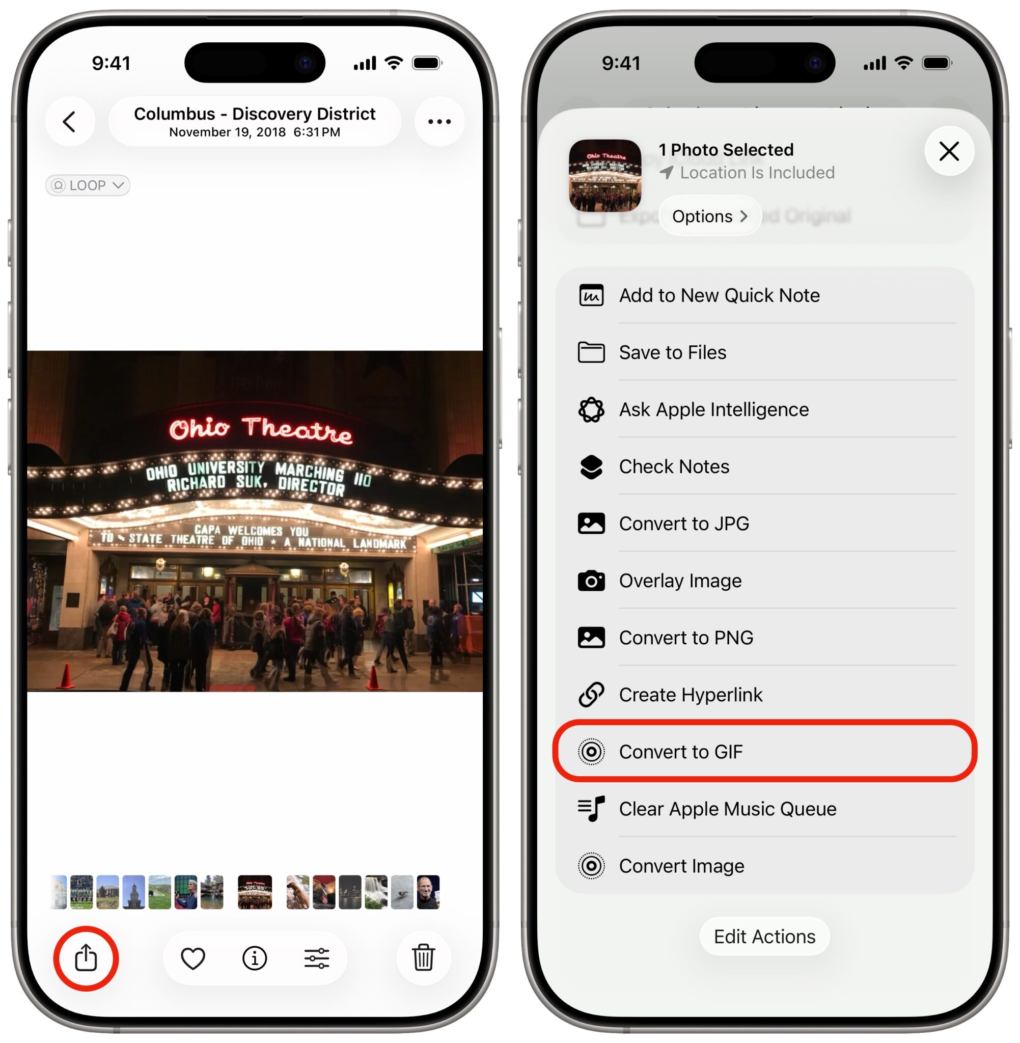 انتخاب فایل برای ساخت فایل گیف در iPhone