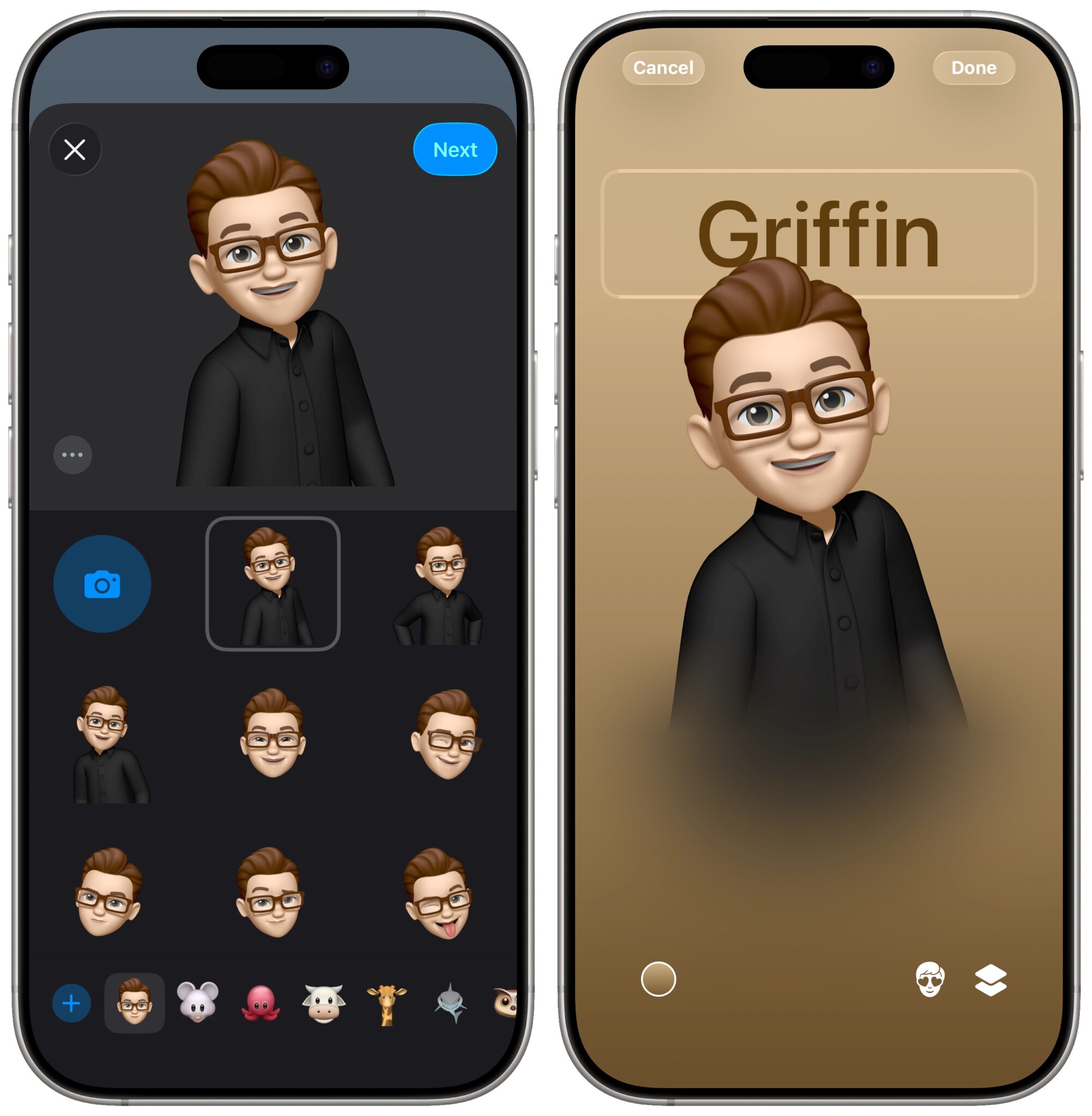 انتخاب Memoji برای پوستر تماس در آیفون