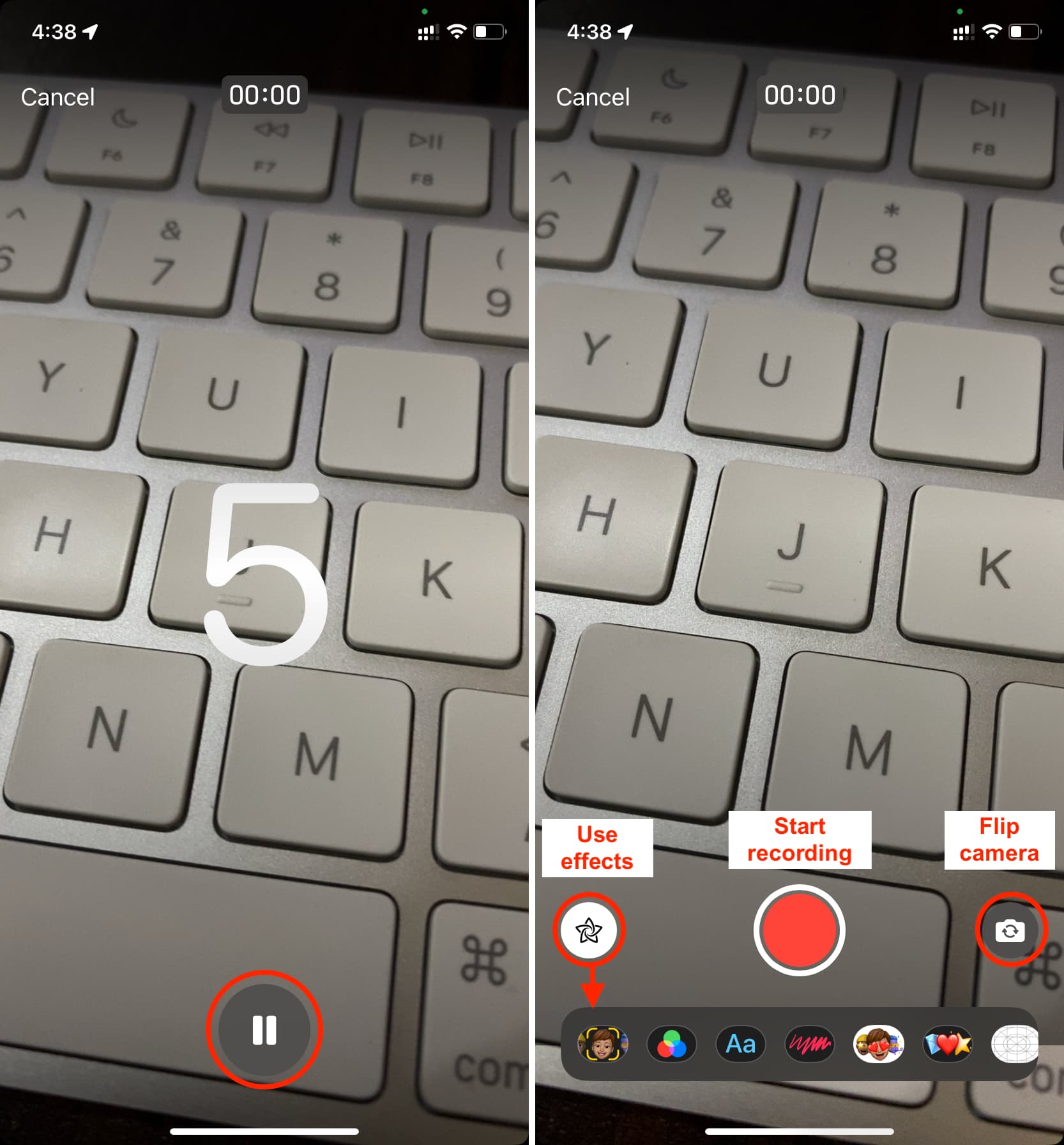 امکانات مختلف برای رکورد پیام با Face Time