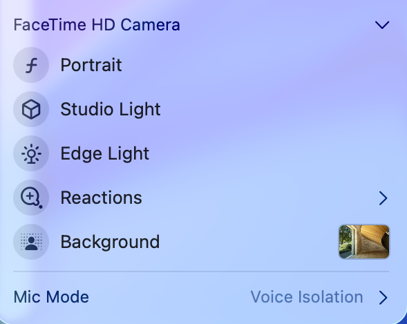 انتخاب گزینه رینگ لایت مجازی مک