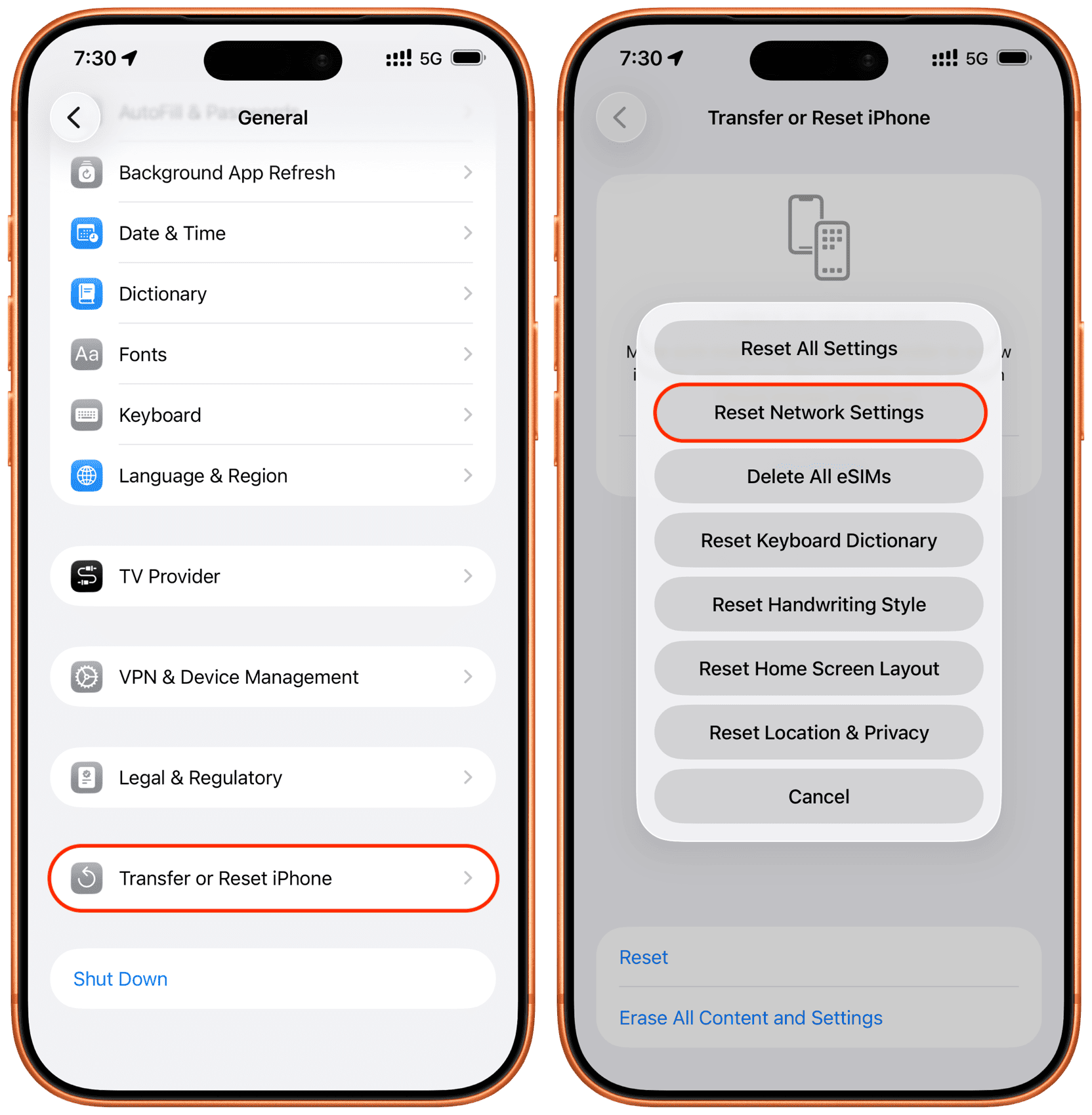 حل مشکل نویز اسپیکر آیفون 17 پرومکس با ریست کردن تنظیمات