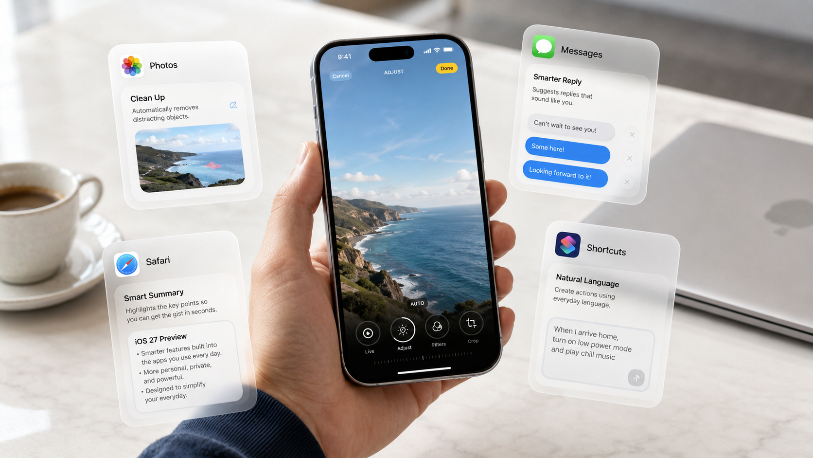هوش مصنوعی در Photos، Messages و Shortcuts